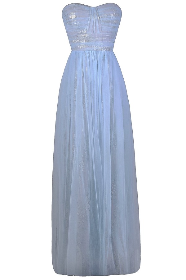 silver blue formal dress