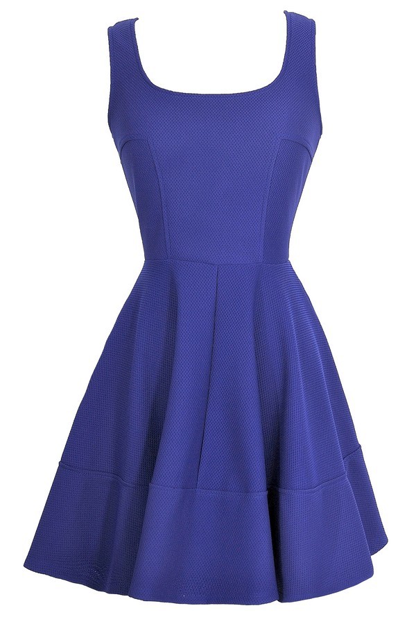 Cute Royal Blue A-Line Dress, Blue Skater Dress, Royal Blue Summer ...
