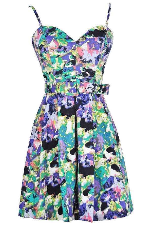 Gorgeous Watercolor Floral Print Dress, Cute Floral Summer Dress ...