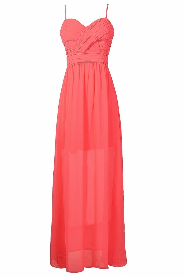 Bright Pink Chiffon Maxi Dress, Cute Pink Chiffon Maxi Dress, Hot Pink ...