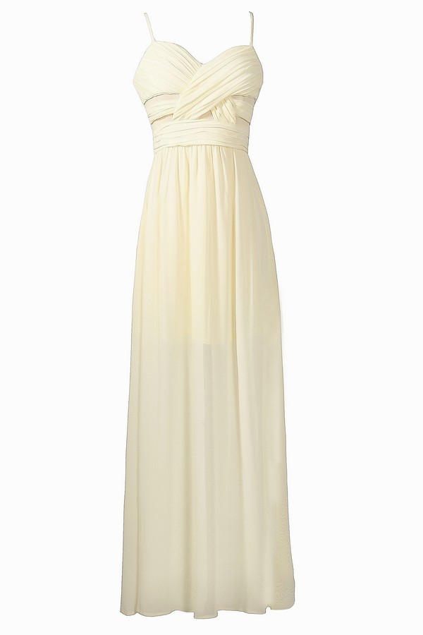 Ivory Chiffon Pleated Maxi Dress, Ivory Maxi Rehearsal Dinner Dress ...