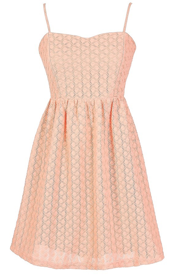 Cute Peach Textured Dress, Cute Summer Dress, Peach Bridesmaid Dress ...