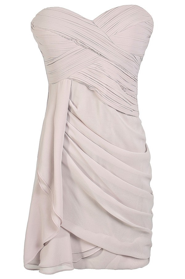 Grey Bridesmaid Dress, Cute Grey Dress, Minuet Dress, Grey Strapless