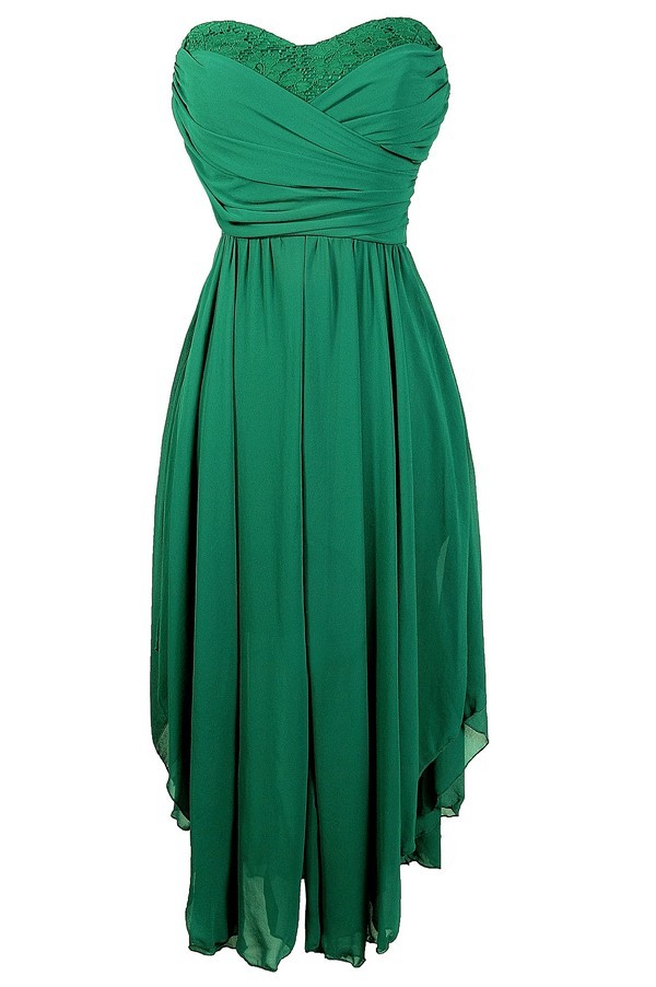 Lily Boutique Hunter Green Midi Dress, Green Chiffon Dress, Green ...