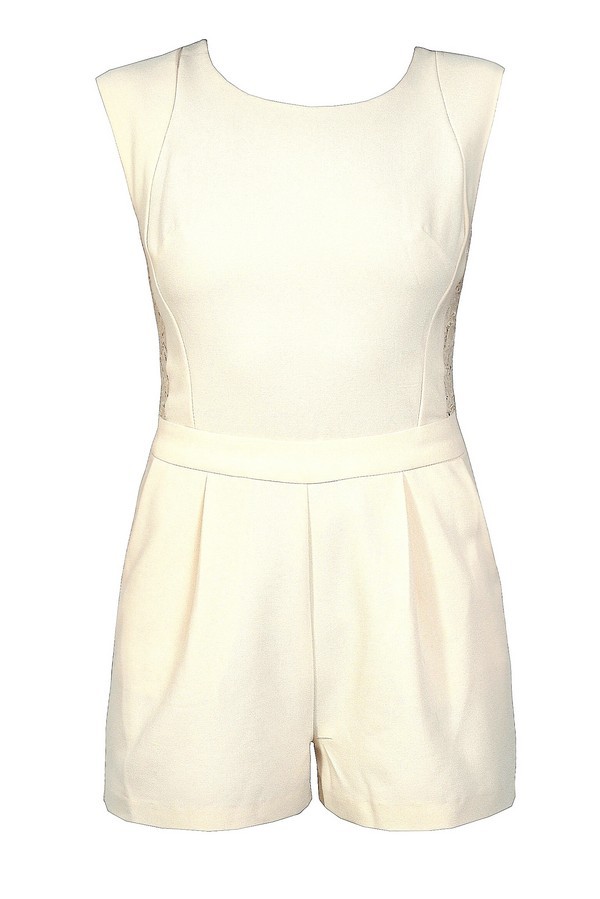 Cream Lace Romper, Cream Summer Romper, Cute Cream Romper, Ivory Lace ...