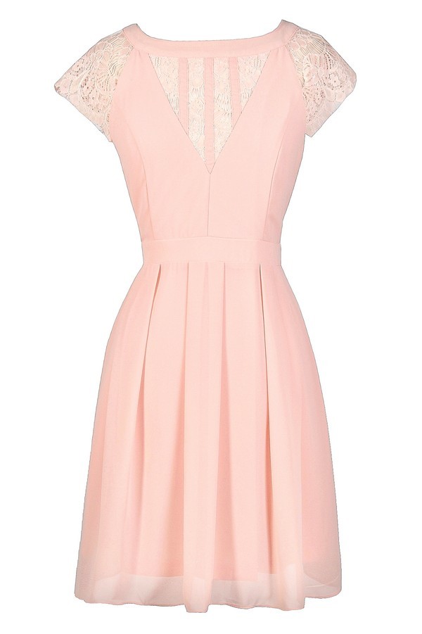 Pale Pink Lace Dress, Pink Lace Summer Dress, Blush Lace Dress, Pink A