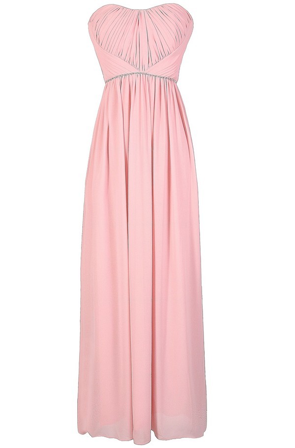 Pale Pink Maxi Dress, Blush Maxi Dress, Pink Embellished Maxi Dress ...