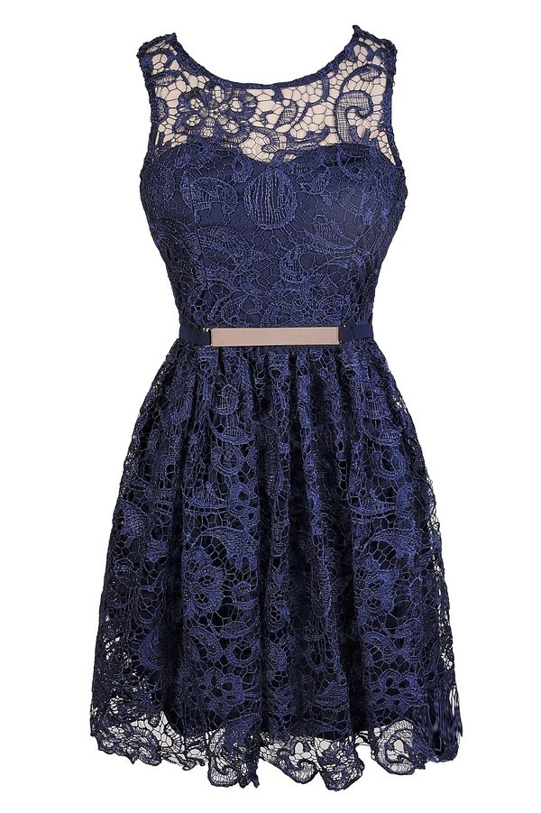 Lace Tie Dye Dress in Navy main image 0