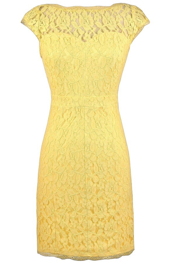 Yellow Lace Dress, Bright Yellow Dress, Cute Yellow Dress, Yellow Lace