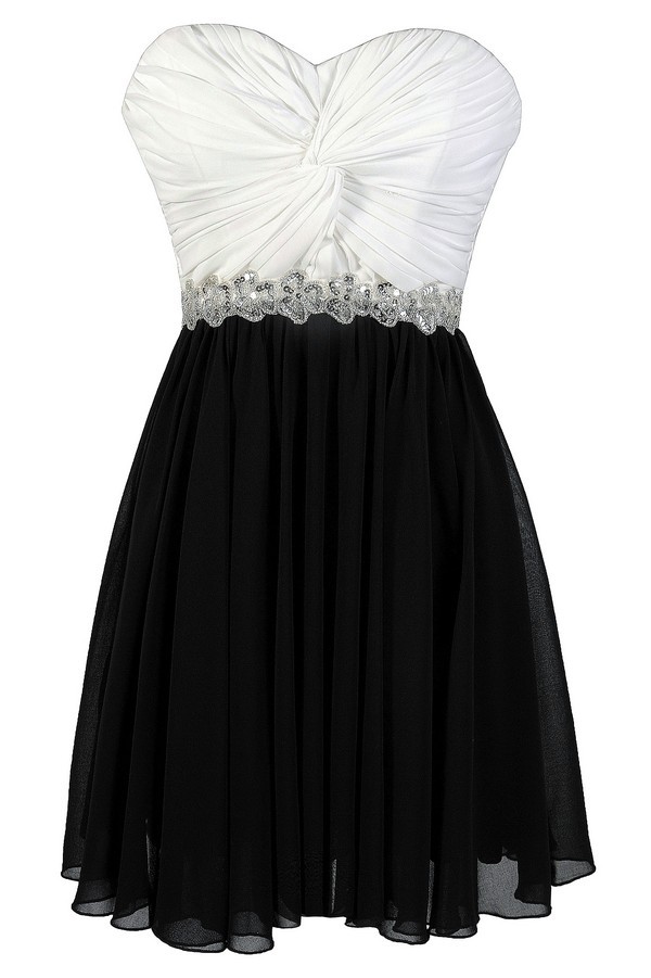 Lily Boutique Black and White Party Dress Cute Black and White ...