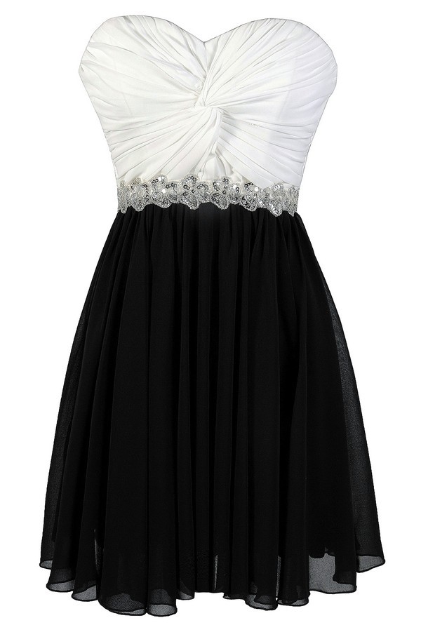 black white party dress