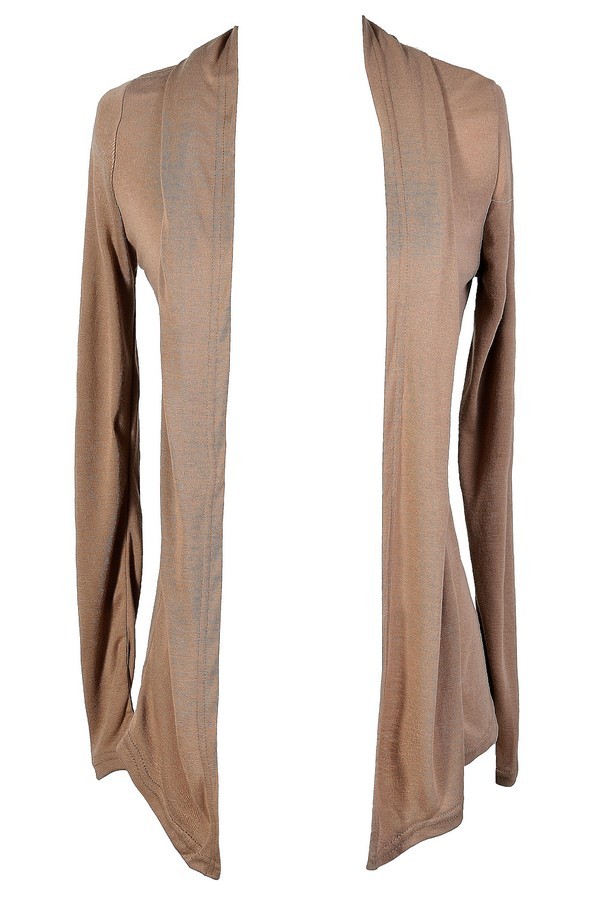 Brown and Black Cardigan Taupe Open Cardigan Brown Open Cardigan