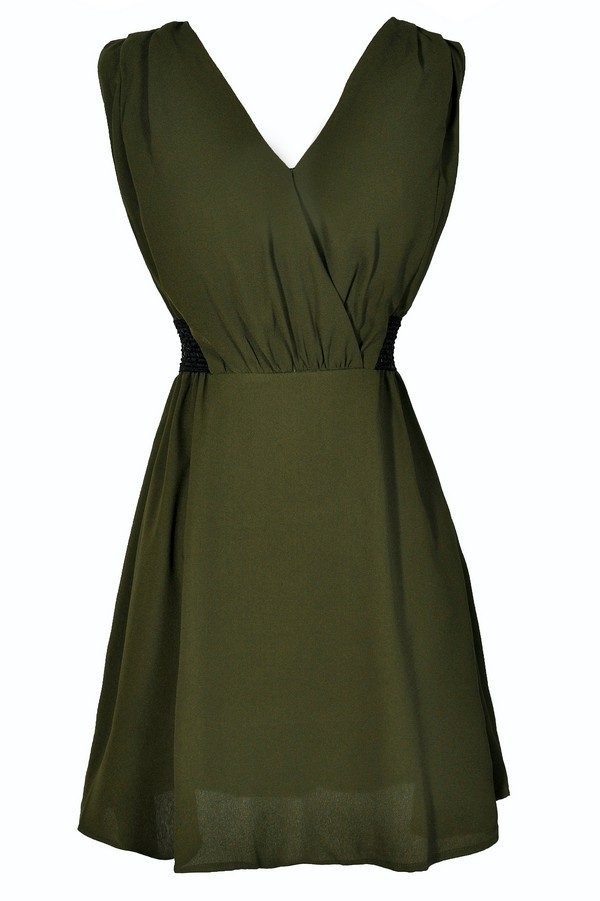 Extra Olives Green and Black Dress