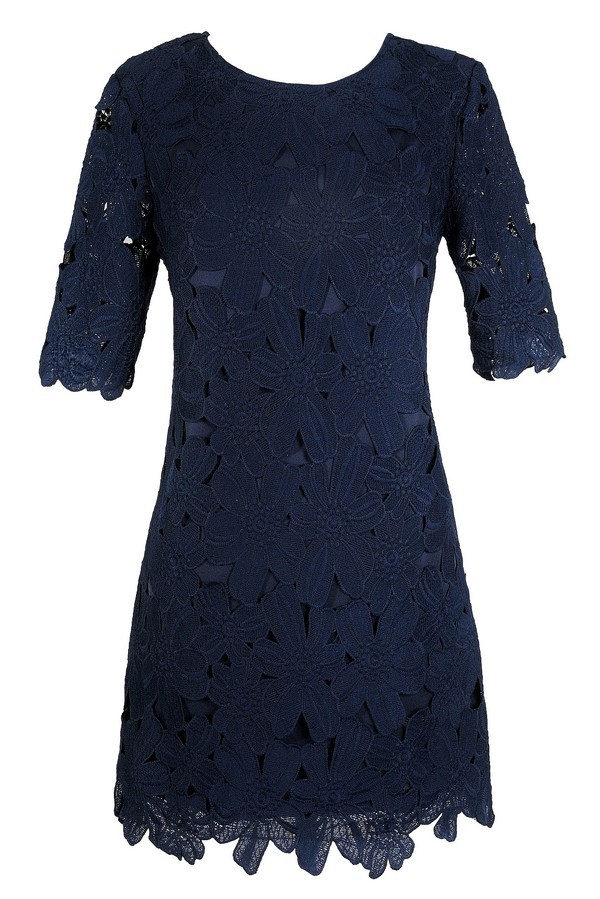Lattice Bloom Dress (Navy Eyelet) main image 1