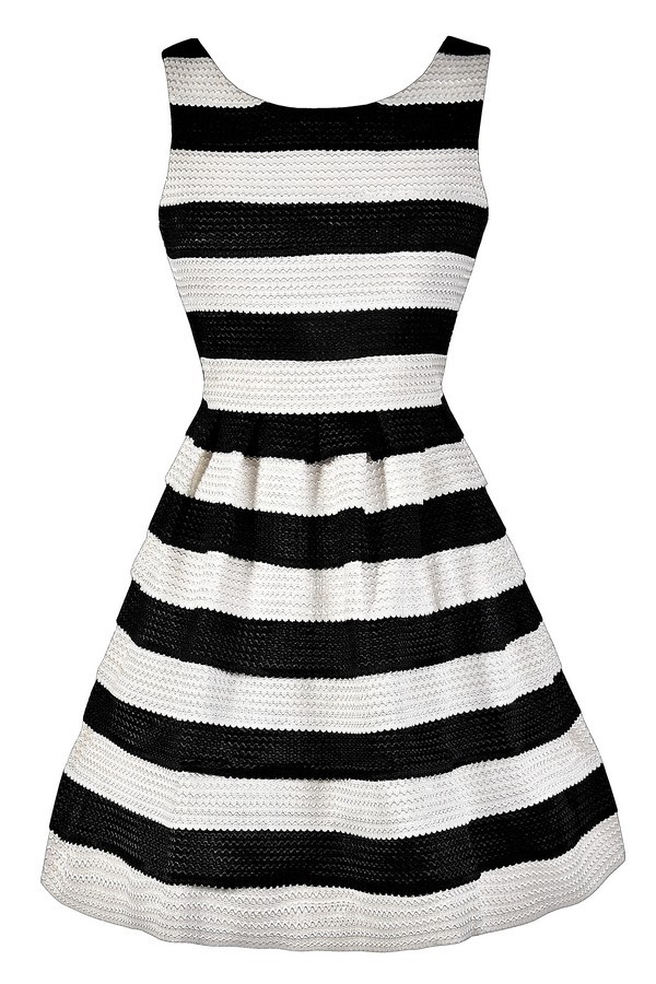 Black and Ivory Stripe Dress ...