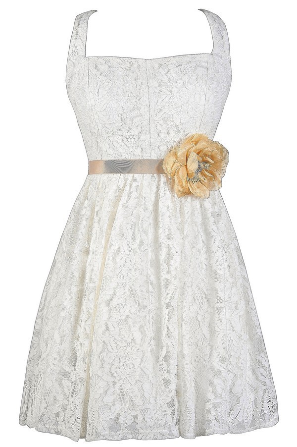 Off The Shoulder Lace Ivory Midi Rehearsal Dinner Dress