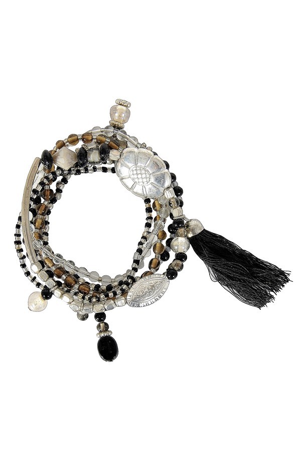 Black and Silver Beaded Bracelets Flower Beaded Bracelets Cute