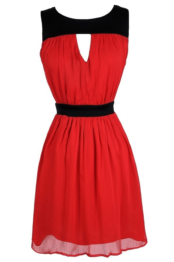 Cute Colorblock Dress, Black and Red Colorblock Dress, Cute Black and