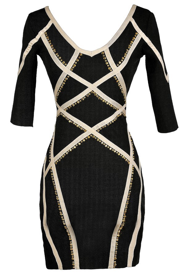 stud embellished bodycon dress
