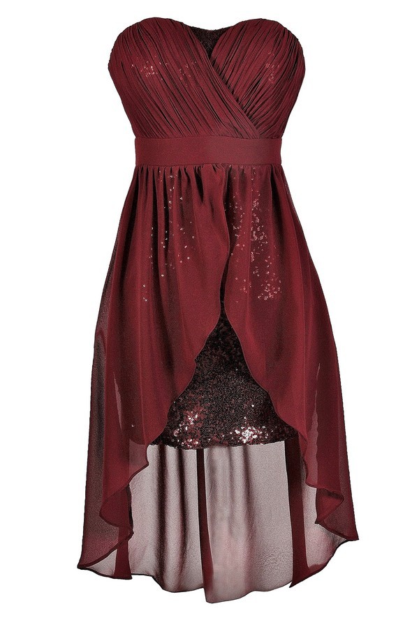 Burgundy Sequin Party Dress, Cute Burgundy Dress, Cute Red Dress