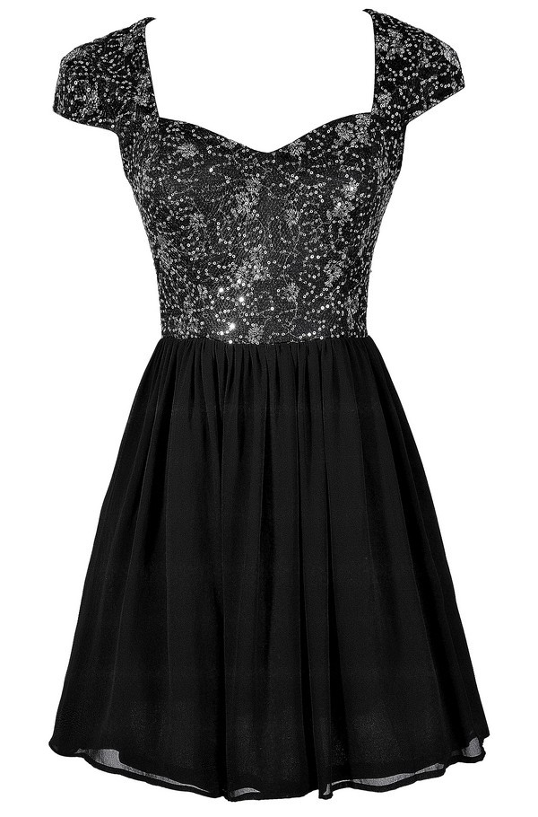 Black and Silver Sequin Dress, Black and Silver Sequin Party Dress ...