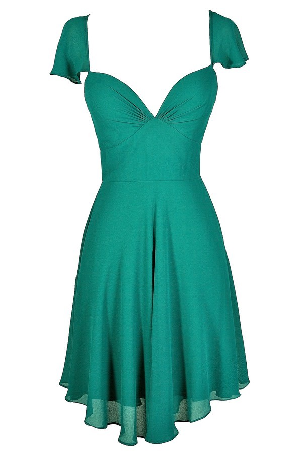 teal chiffon dress