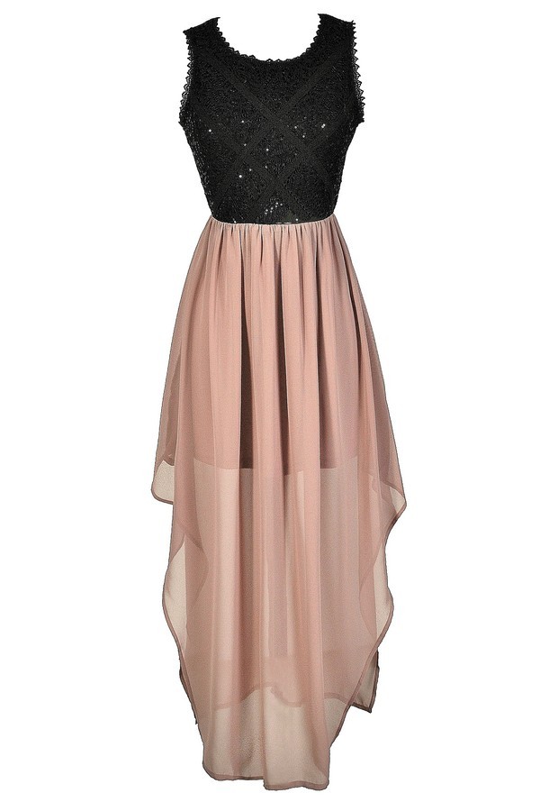 Pink and black long dress clearance