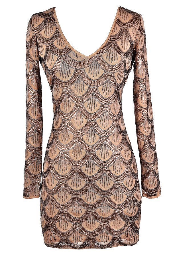 Throwing Copper Longsleeve Sequin Dress