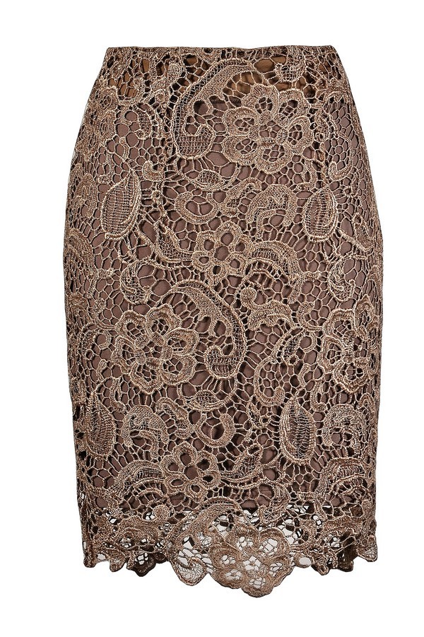 Brown lace pencil skirt clearance