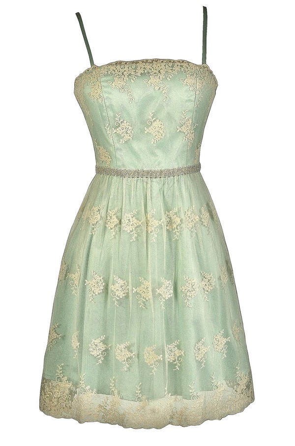 Mint Embroidered Dress, Cute Mint Dress, Mint Bridesmaid Dress, Mint