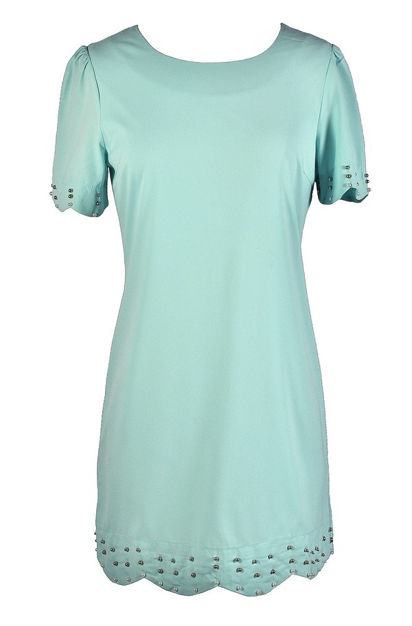Pearly Skies Scalloped Hemline Shift Dress