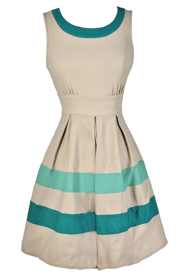 Mint Beige and Teal Dress, Teal and Beige Dress, Mint and Beige Dress ...