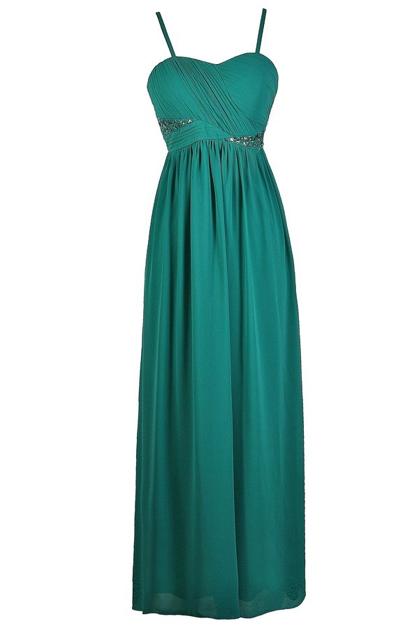 green embellished maxi dress