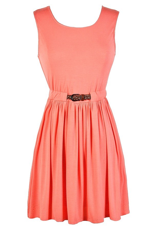 Cute Coral Pink Dress, Cute Summer Dress Lily Boutique
