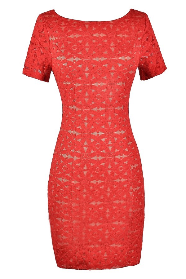 bright red lace dress