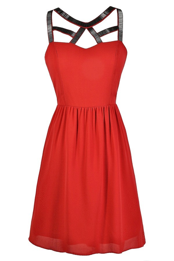 Coral Print Cotton Dress main image 1