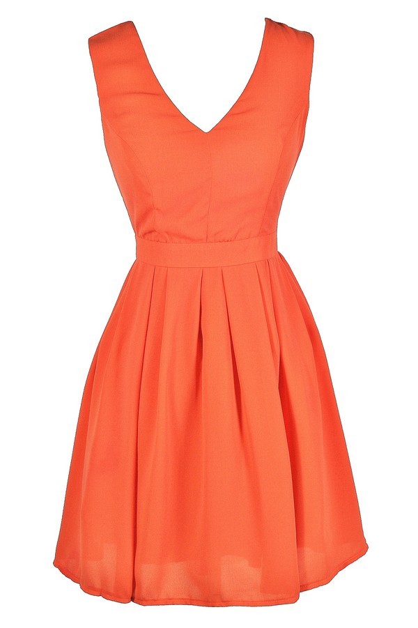 Orange A-Line Dress, Orange Party Dress, Orange Cocktail Dress, Cute ...