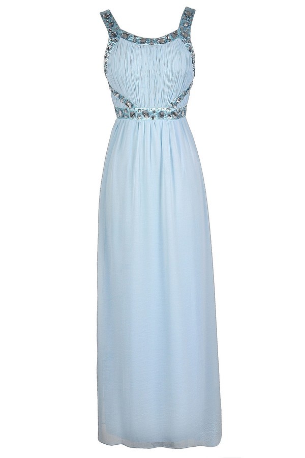 Baby blue outlet embellished dress