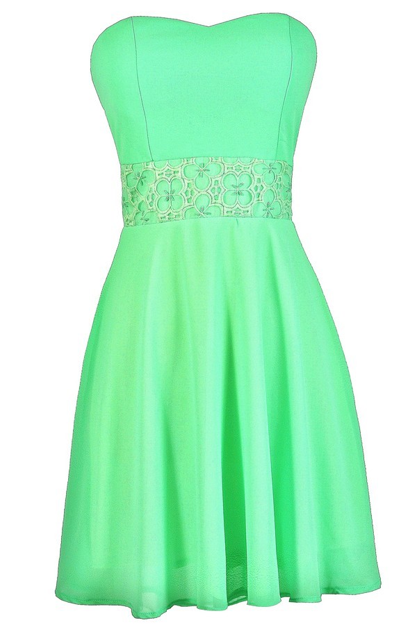 neon green strapless dress