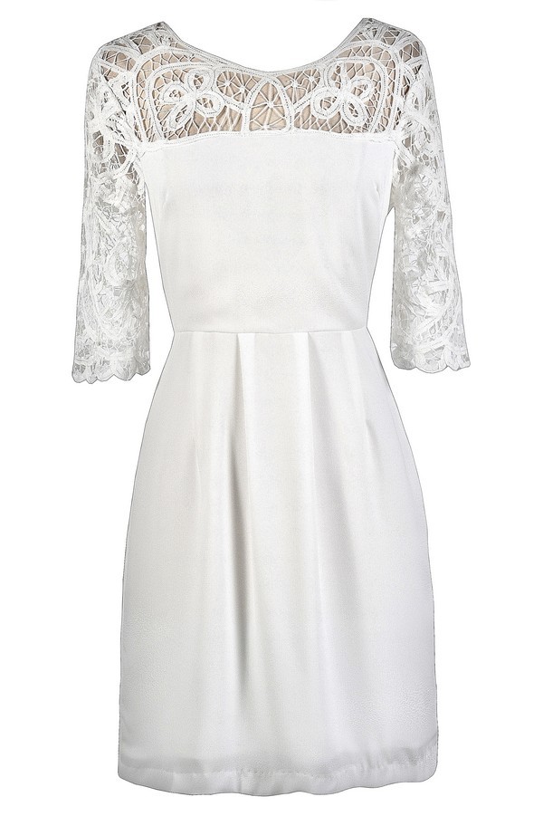 Off White Lace Dress, Cute Bridal Shower Dress, Cute Rehearsal