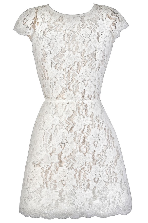Day Star Floral Lace Embellished Open Back Dress White