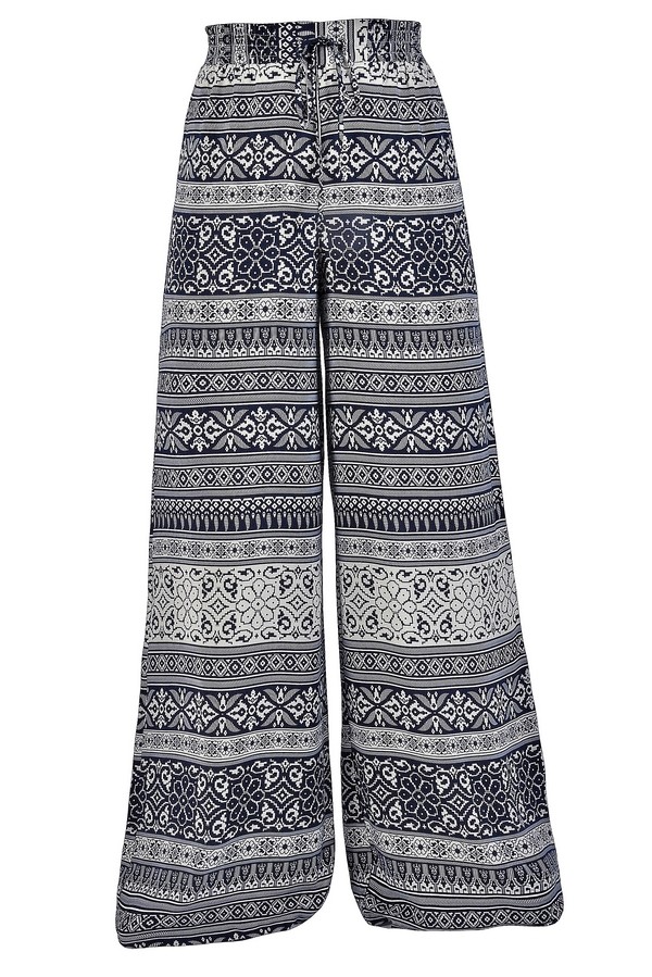 Navy and Ivory Palazzo Pants, Navy and Cream Palazzo Pants, Printed ...