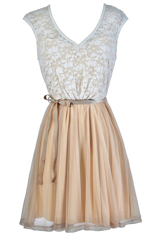 Jennifer lace mini dress - Beige