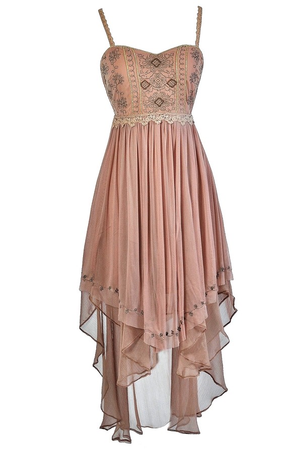 Mocha High Low Dress, Ethereal High Low Dress, Fairy Style Dress, Ren