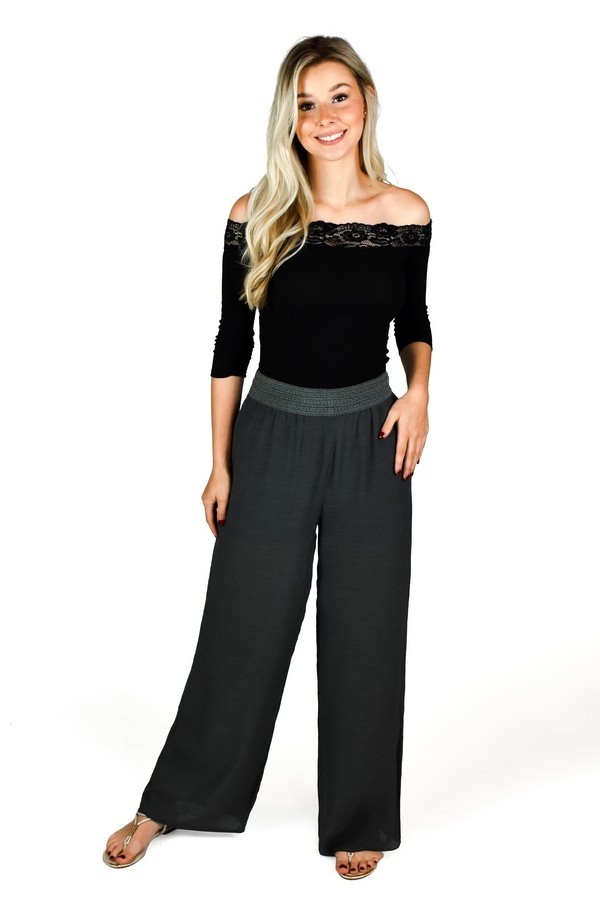 Womens Wide Leg Palazzo Pants Flowy Ruffle Solid Pants Womens Clothing |  Shop The Latest Trends | Temu