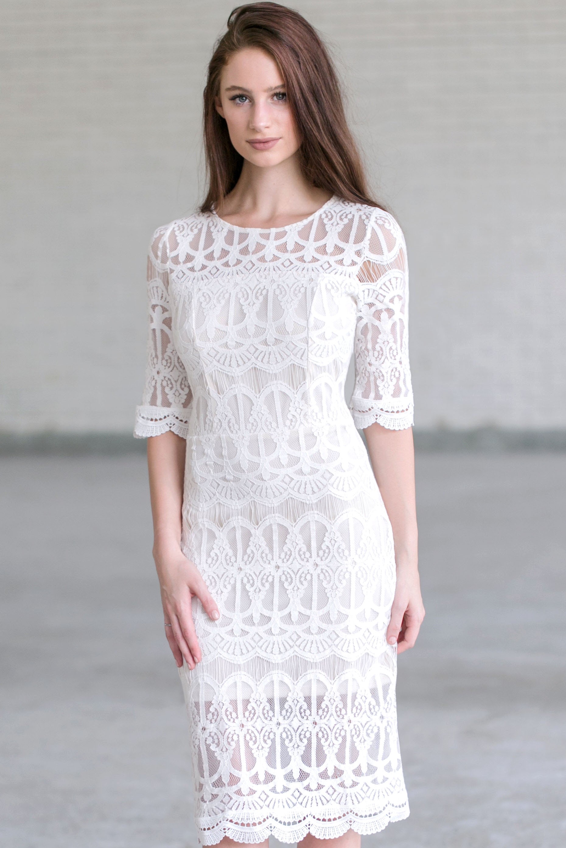 ivory long sleeve midi dress