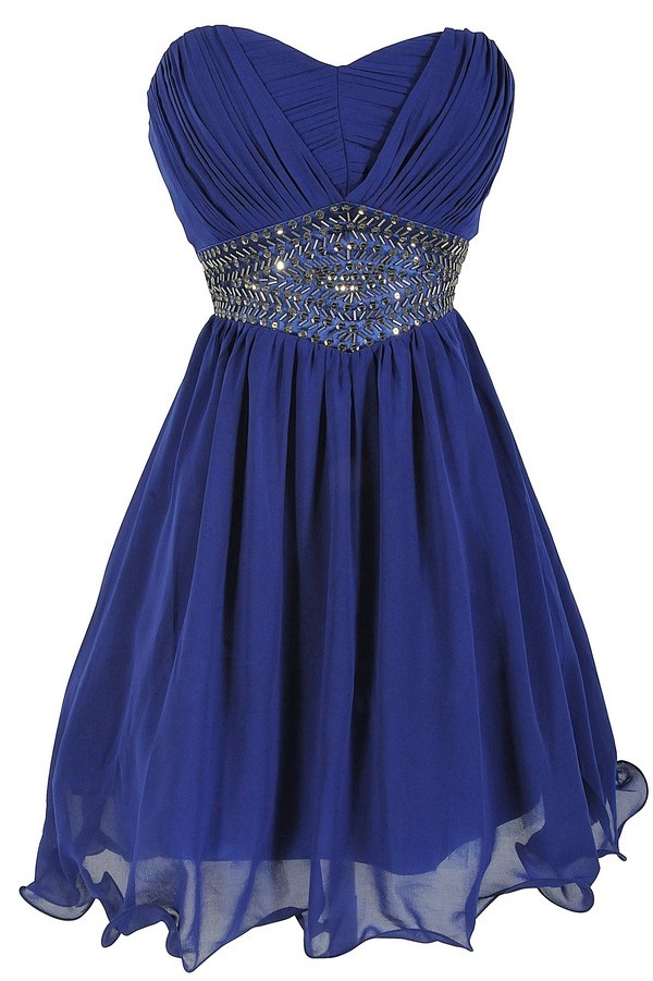 Lily Boutique Starry Night Midnight Blue Embellished Chiffon Designer ...