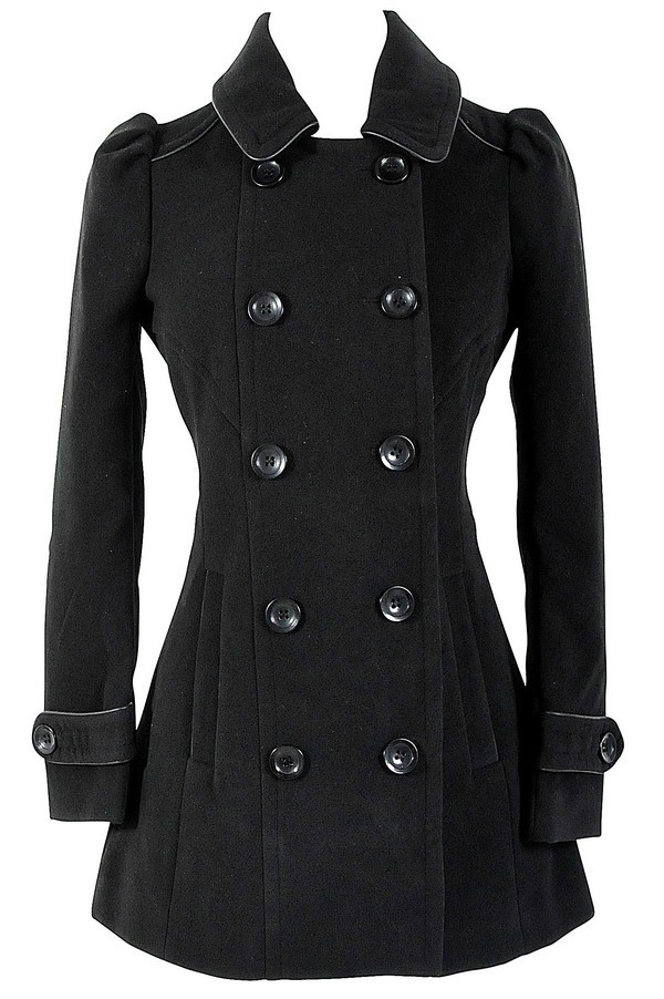 Black Pea Coat
 Classic Black Pea Coat Lily Boutique