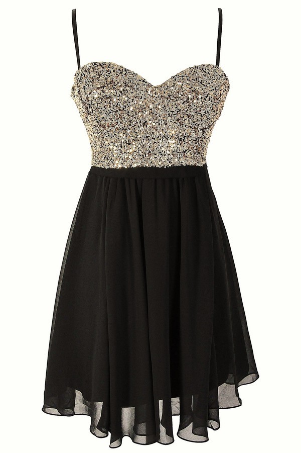 Gold Sequin Bustier Chiffon Dress by Ark and Co Lily Boutique