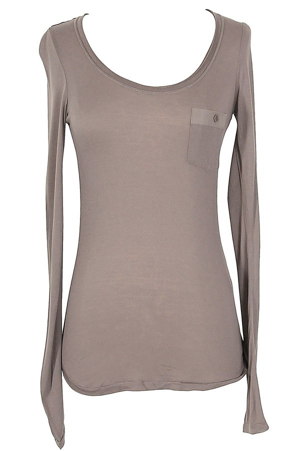 Basic Front Pocket Layering Tee in Mocha Lily Boutique